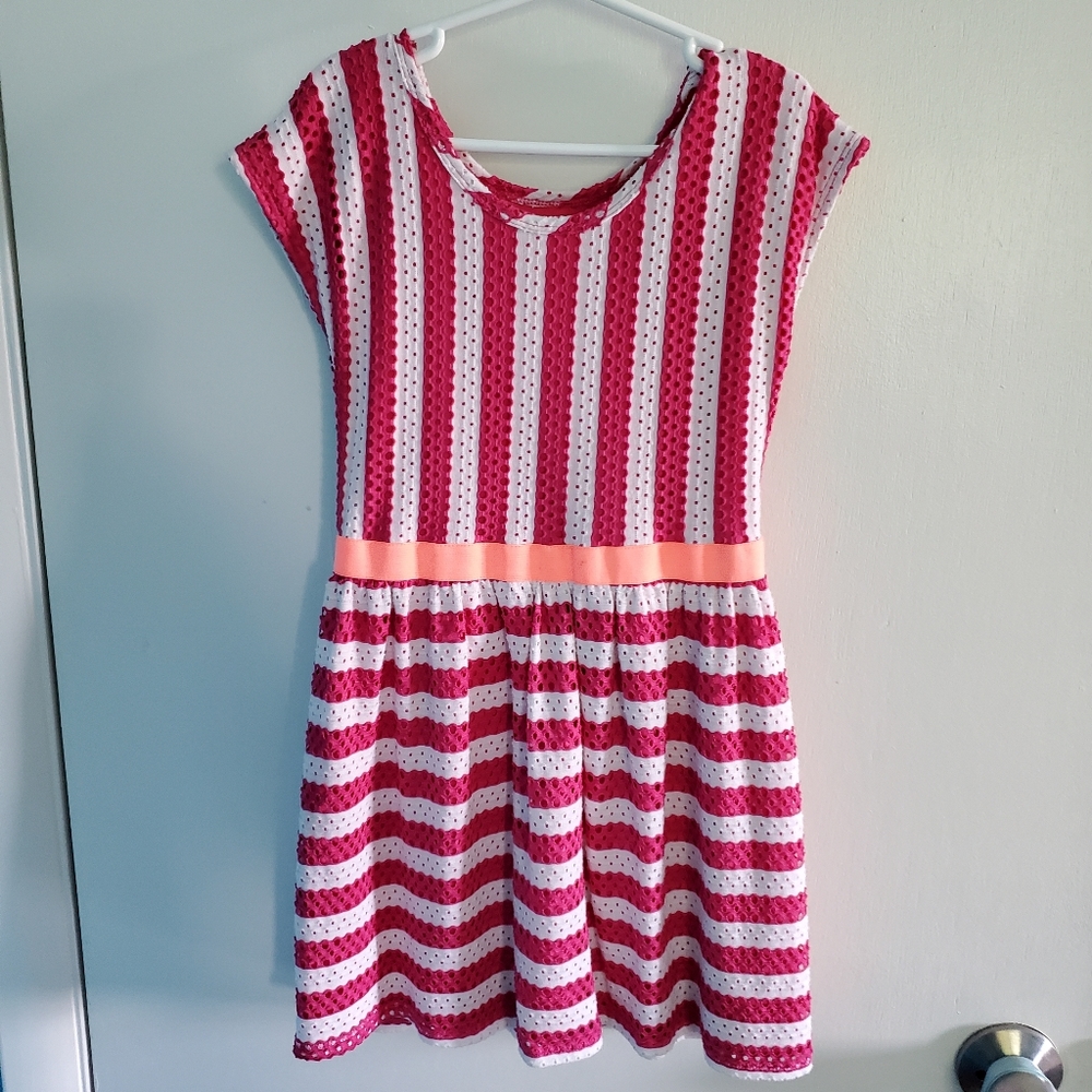 Pink and white stripped girls dress